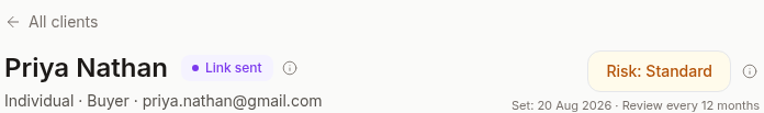 Client record, link sent